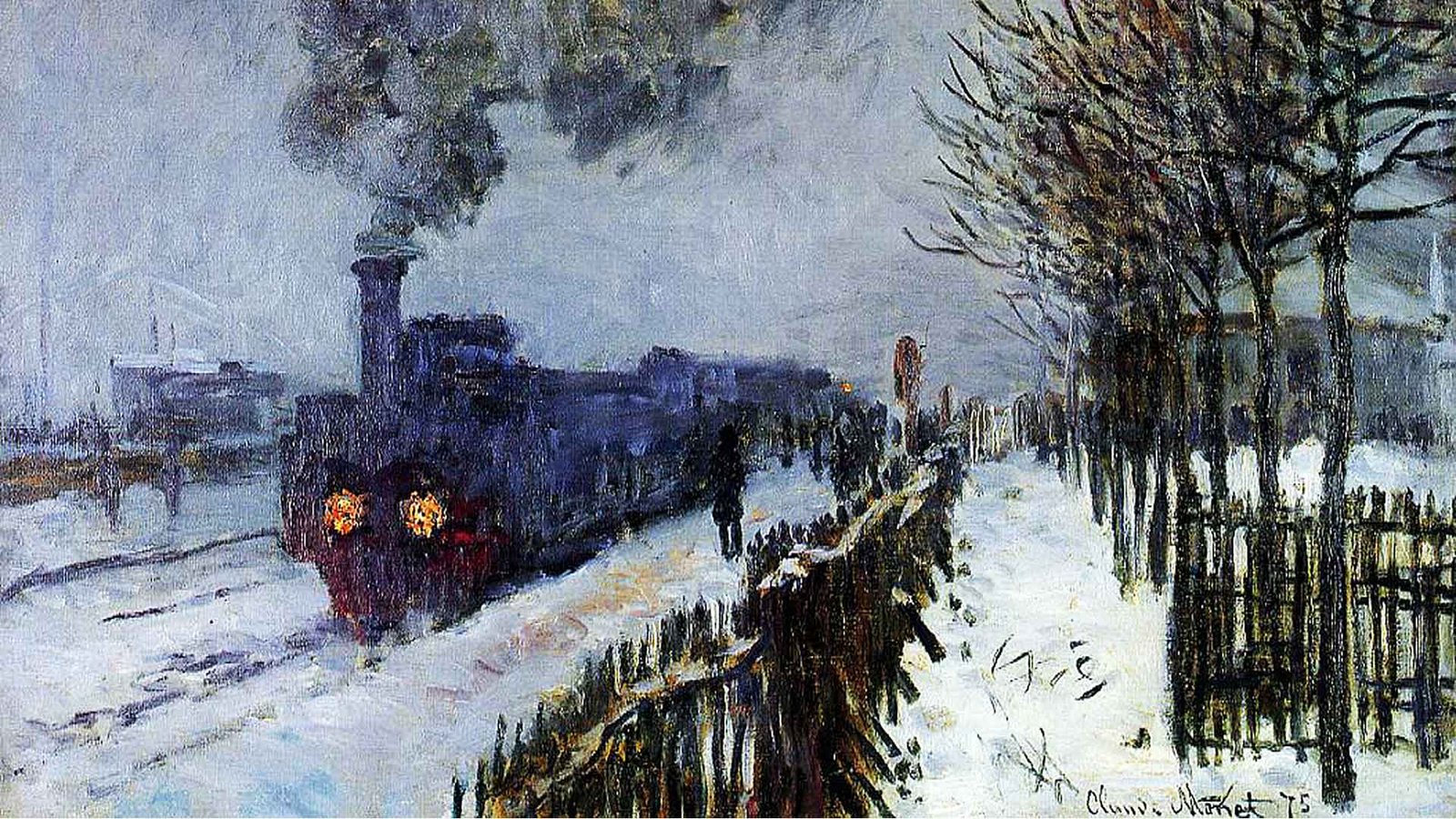 Image representing SoulCredo’s post by Val Sky with title: “Feel Behind in Life” -painting by-Claude_Monet_-_Train_in_the_Snow