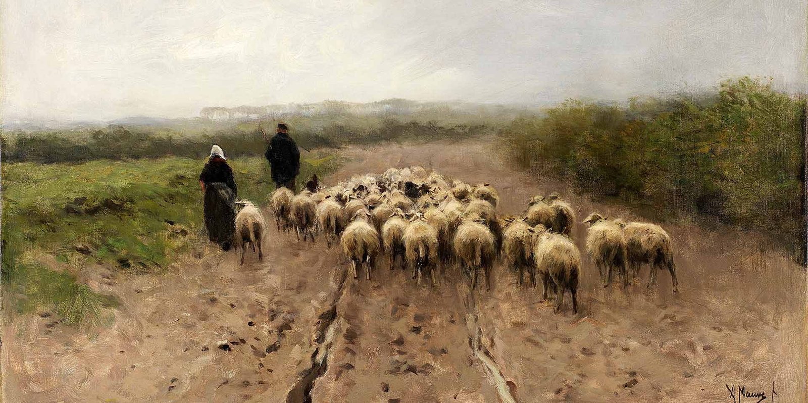 The image depicts Val Sky and SoulCredo's vew on Transience, from its Spiritual Philosophy of Happines point of veiw. Picture-by-Anton_Mauve_-_Going_to_Pasture